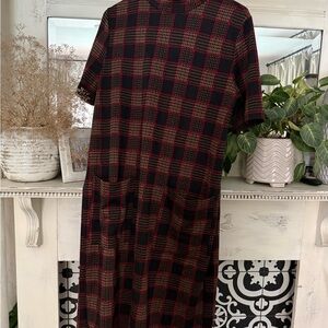Zara Black and Red Plaid Midi Dress
